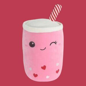 NWT Play Right Hug Me  Boba Tea 15" Hearts Food Plush Gift Toy Valentine's Day